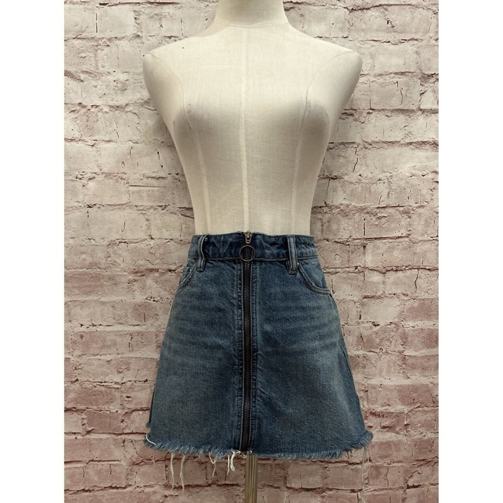 We The Free Free People Skirt Size 25 Jean Zip It Up Denim Mini